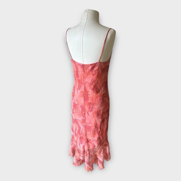 Vintage 90s Y2K City Triangles Ruffled Layered Slip Dress Pink Paisley 11 Flirty - Picture 4 of 9